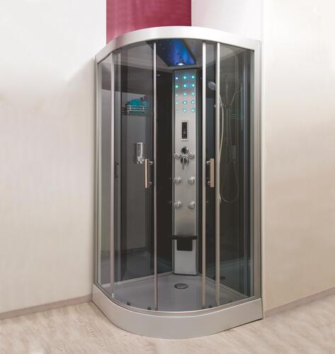 Cabine de douche hydromassante Skadi 1/4 cercle 100 cm - Montage sans silicone